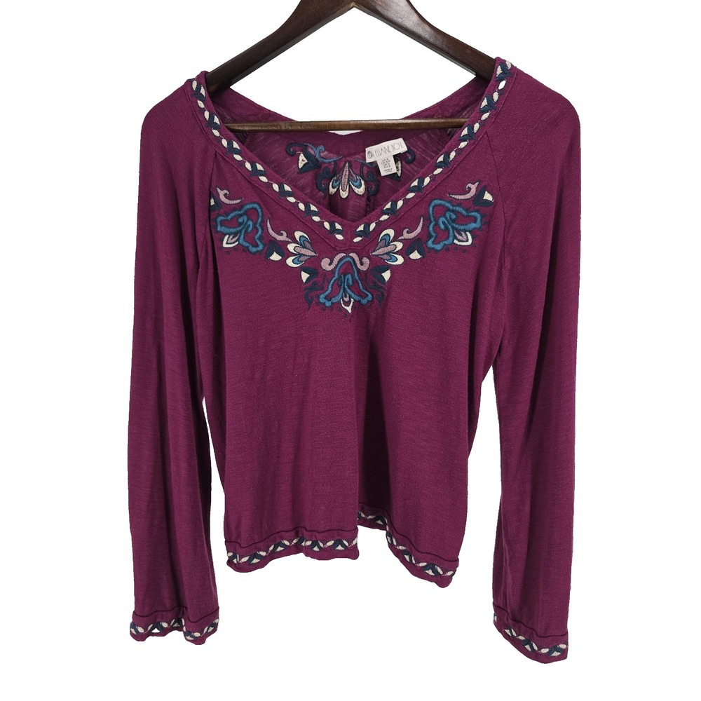 Eliane Rose Womens V Neck Top Size Small‎ Embroidered Boho